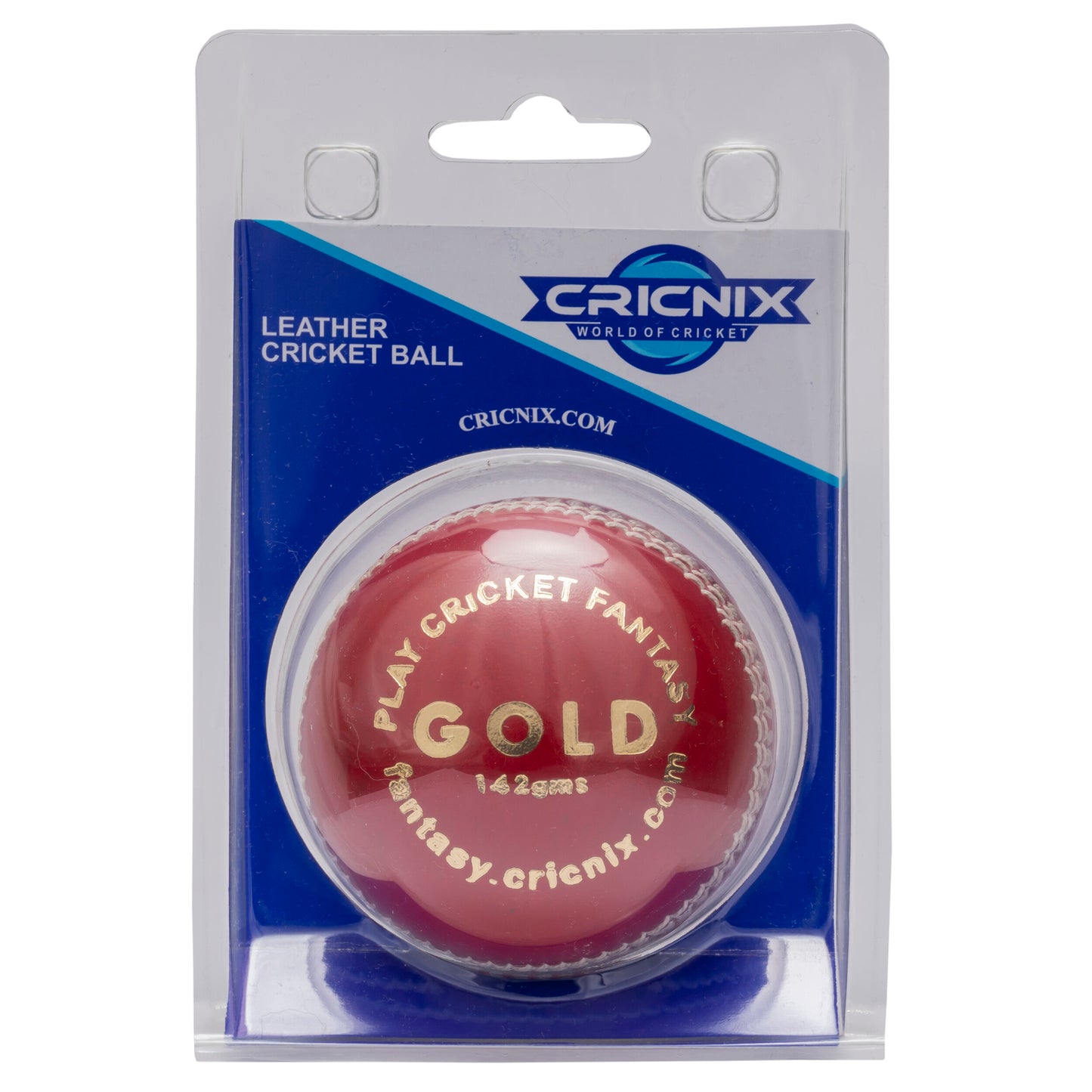 Cricnix Gold Leather Red Cricket Ball - 142 g