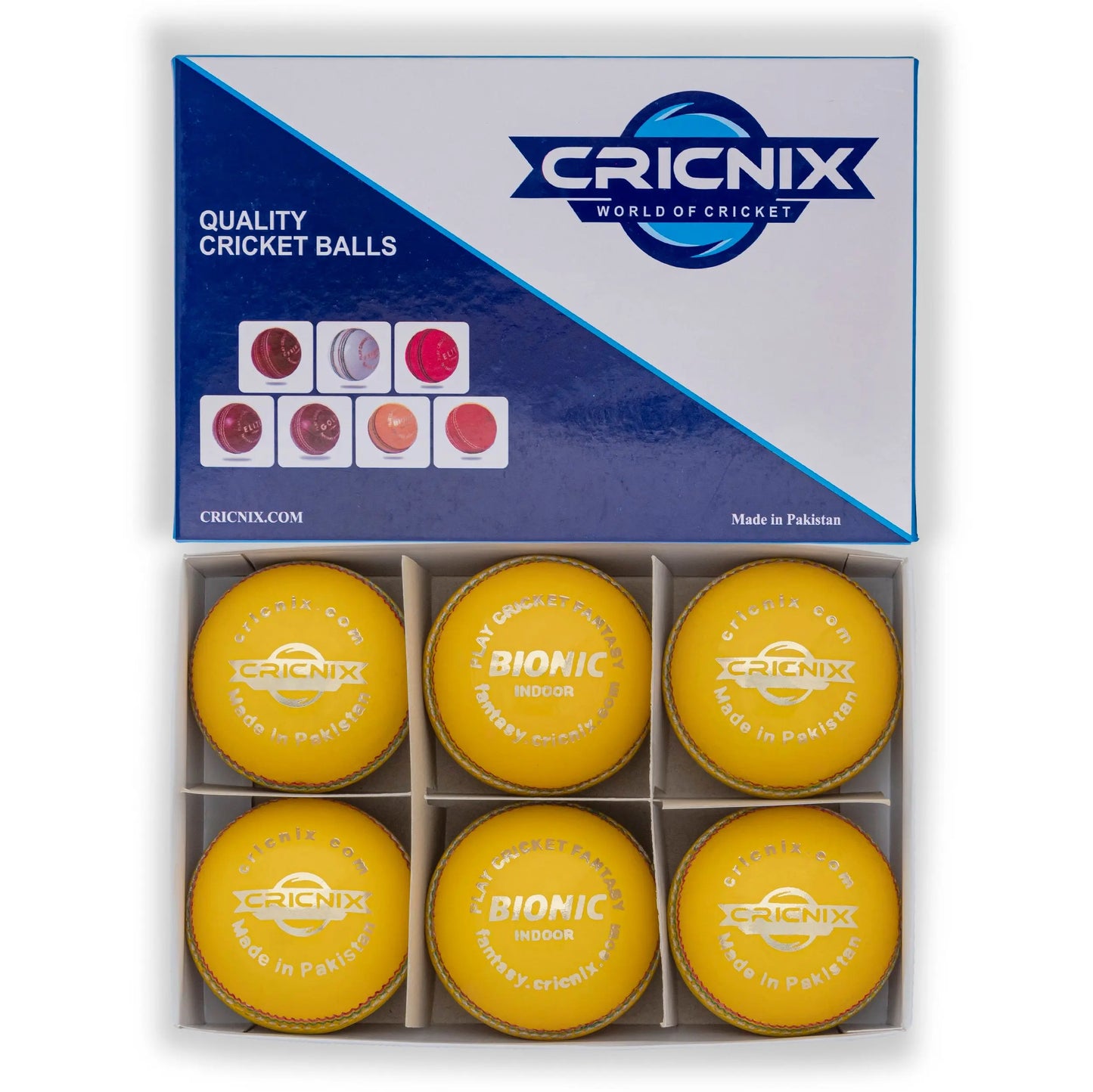 Cricnix Cricket Ball Bionic Indoor Leather Yellow Balls 110g (1-Pack/3-Pack/6-Pack) for Seniors or Juniors Cricnix