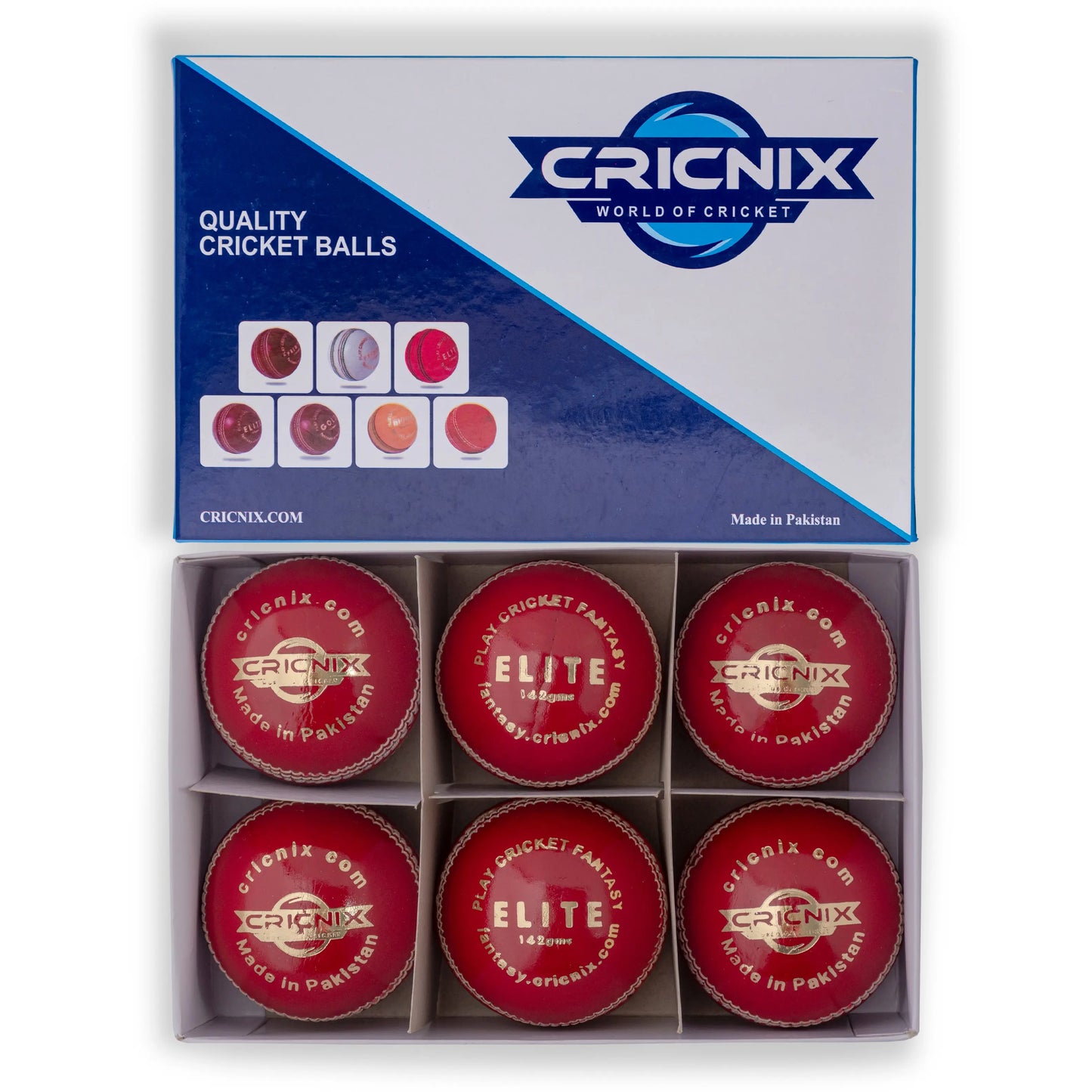 Cricnix Cricket Ball Elite Red Leather 142g (1-Pack/3-Pack/6-Pack) for Women or Juniors Match Cricnix