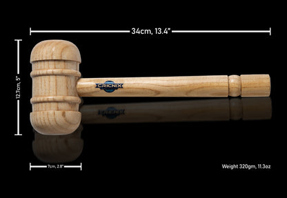 Cricnix Wooden Cricket Bat Mallet — light brown, durable mallet with precise dimensions (34 cm × 12.7 cm) and 320 g weight, ideal for effectively knocking in your new cricket bat.