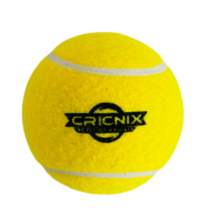 A yellow Cricnix tapeball with the brand logo visible, designed for street cricket.