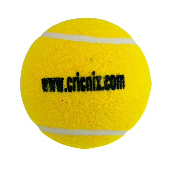 A yellow Cricnix tapeball with the brand website URL visible, designed for street cricket.