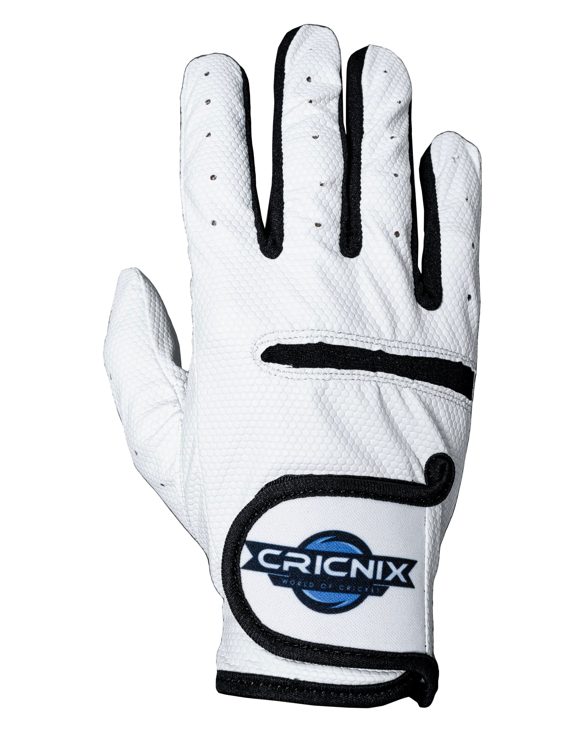 Cricnix Classic Tapeball Cricket Batting Gloves back side in white color with the brand logo visible.