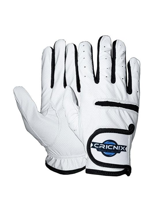 Cricnix Classic Tapeball Cricket Batting Gloves in white color with the brand logo visible.