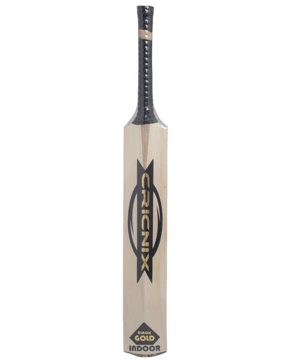 Cricnix indoor cricket bat featuring a sleek black handle and bold black logo, showcased upright on a white background to display its sturdy build.