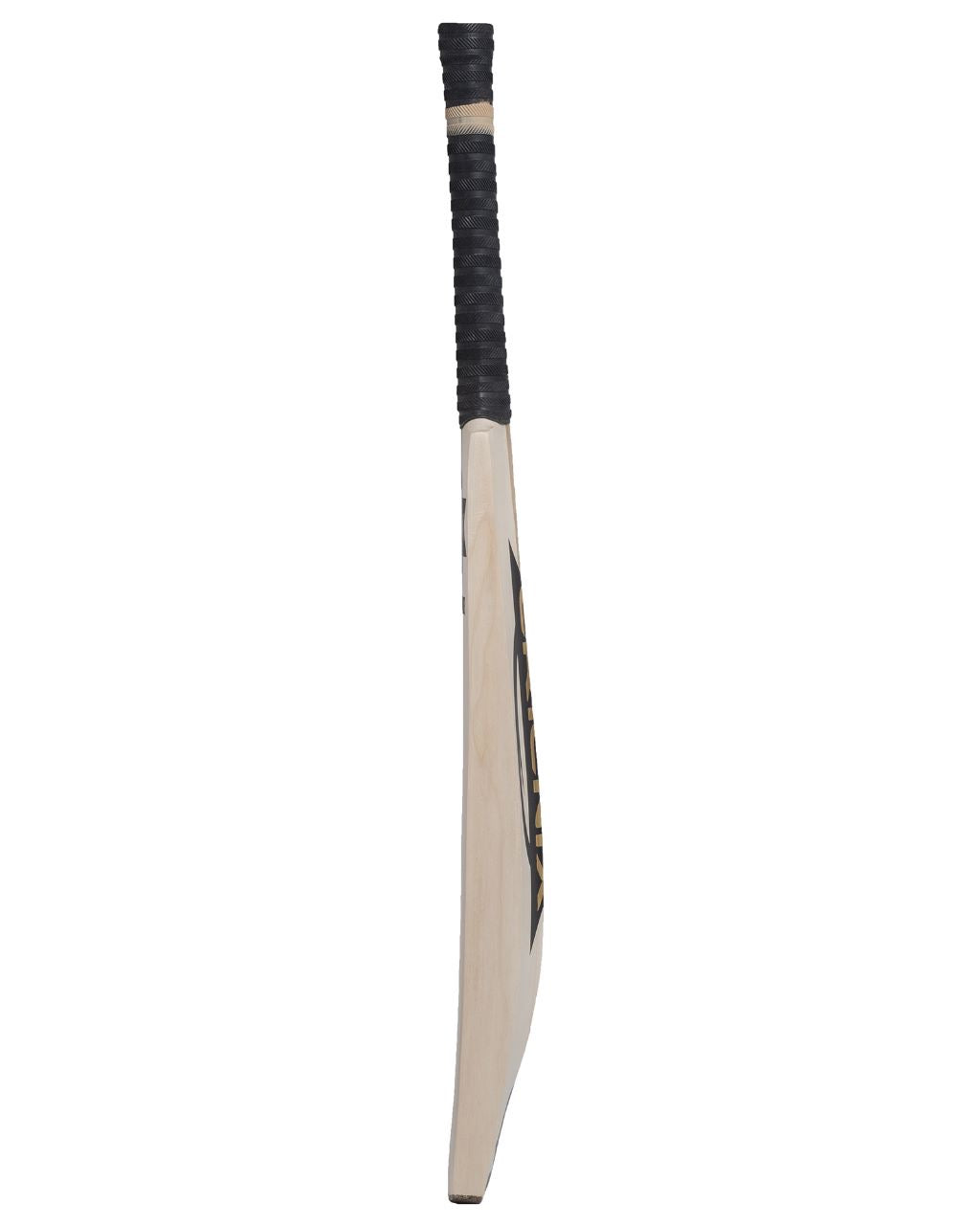 Cricnix indoor cricket bat featuring a sleek black handle and bold black logo, showcased upright on a white background to display its thickness.