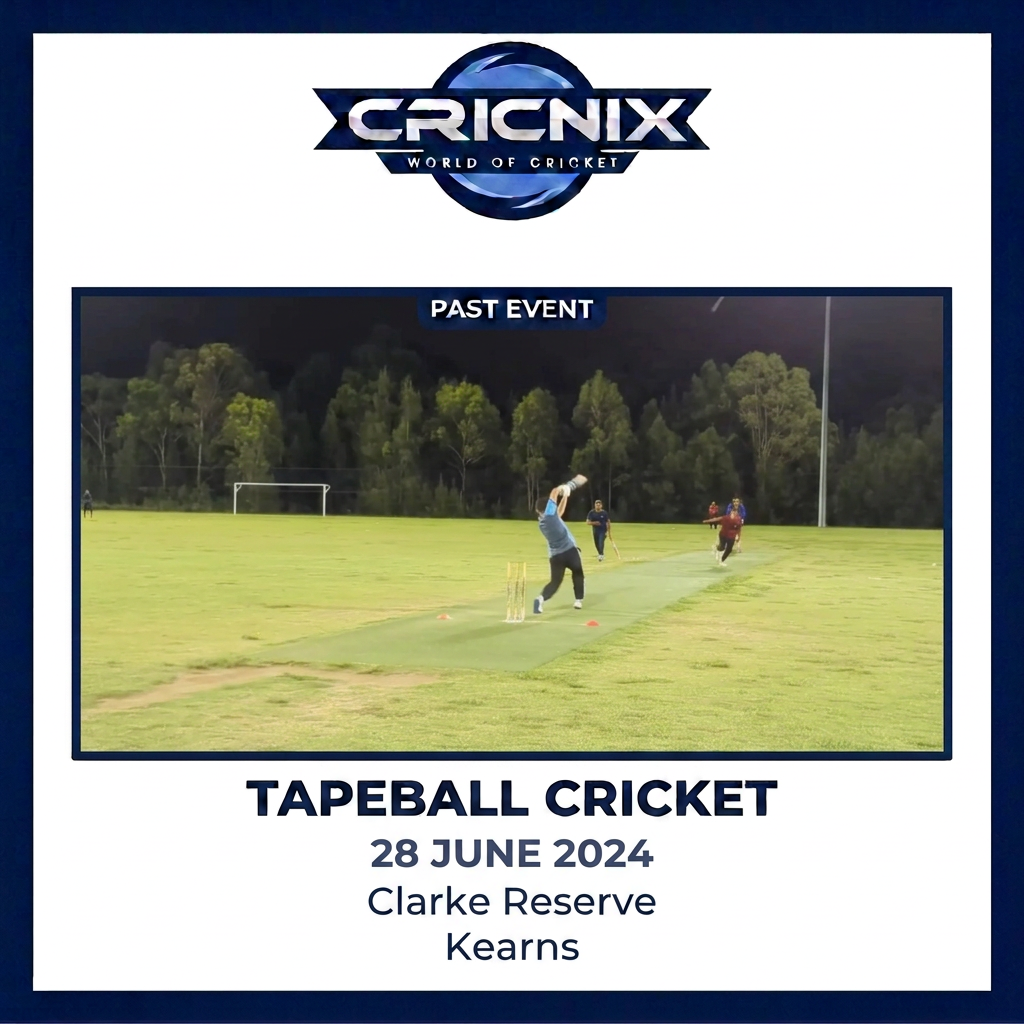 Cricnix past event: Tapeball Cricket, 28 June 2024, Clarke Reserve, Kearns.