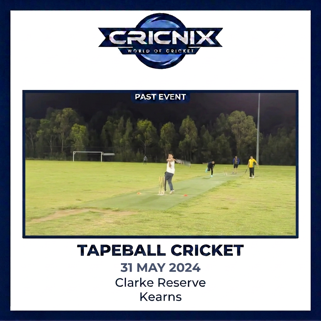 Cricnix past event: Tapeball Cricket, 31 May 2024, Clarke Reserve, Kearns.