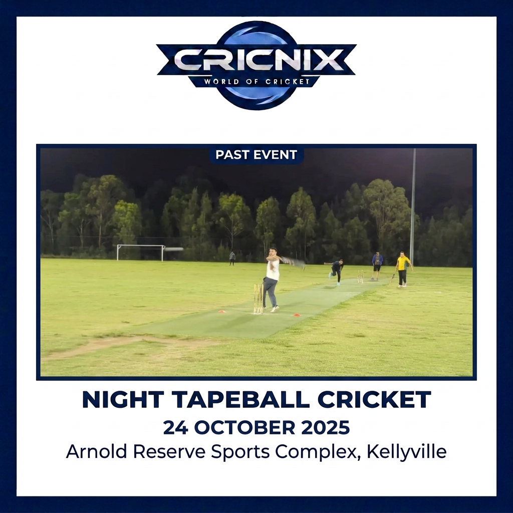 Cricnix past event: Night Tapeball Cricket, 24 October 2025, Arnold Reserve Sports Complex, Kellyville.