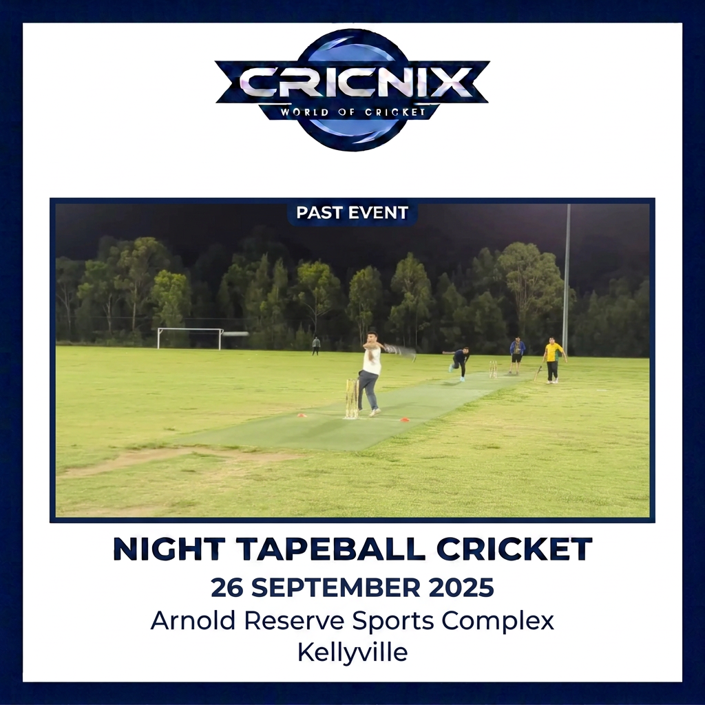 Cricnix past event: Night Tapeball Cricket, 26 September 2025, Arnold Reserve Sports Complex, Kellyville.
