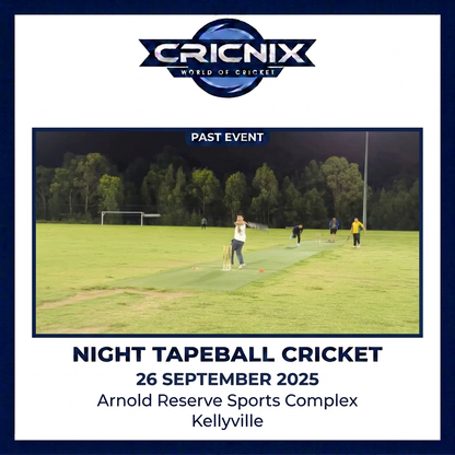Cricnix past event: Night Tapeball Cricket, 26 September 2025, Arnold Reserve Sports Complex, Kellyville.