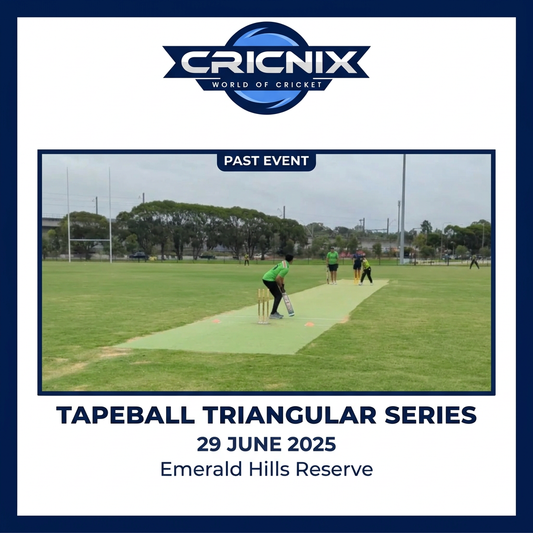Cricnix past event: Tapeball Triangular Series, 29 June 2025, Emerald Hills Reserve.