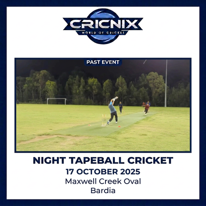 Cricnix past event: Night Tapeball Cricket, 17 October 2025, Maxwell Creek Oval, Bardia.