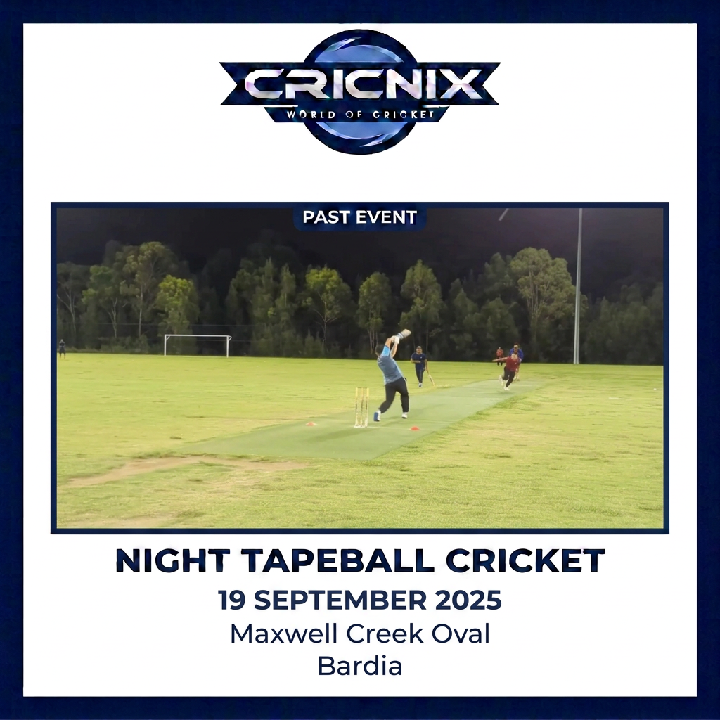 Cricnix past event: Night Tapeball Cricket, 19 September 2025, Maxwell Creek Oval, Bardia.